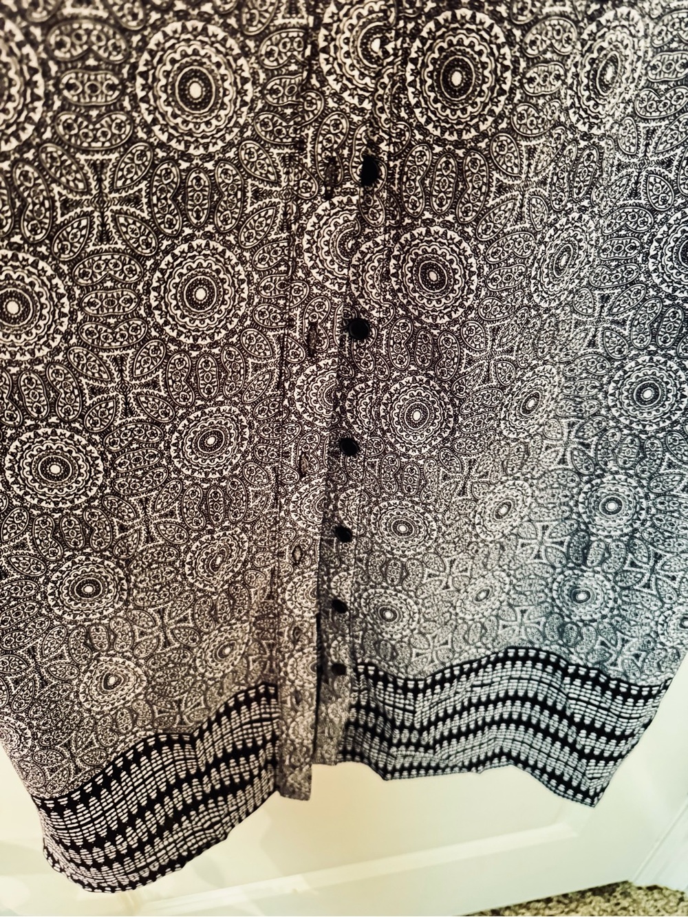 tacera black white geometric shirt dress roll tab sleeve collared size 2x - Picture 3 of 9